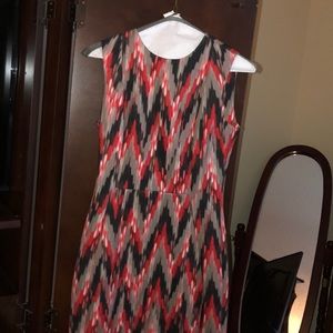 Red, black, and white Calvin Klein dress